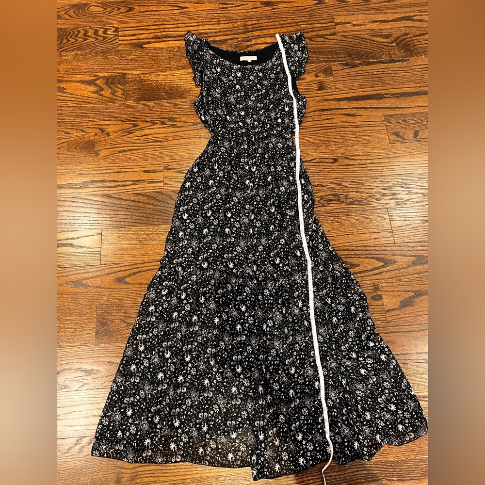 High-low floral Italian silk dress with black lining